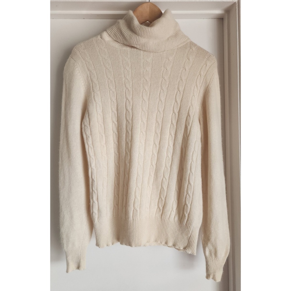 Robinson's Women's Cream Cashmere Cable Knit Pullover Sweater Size M